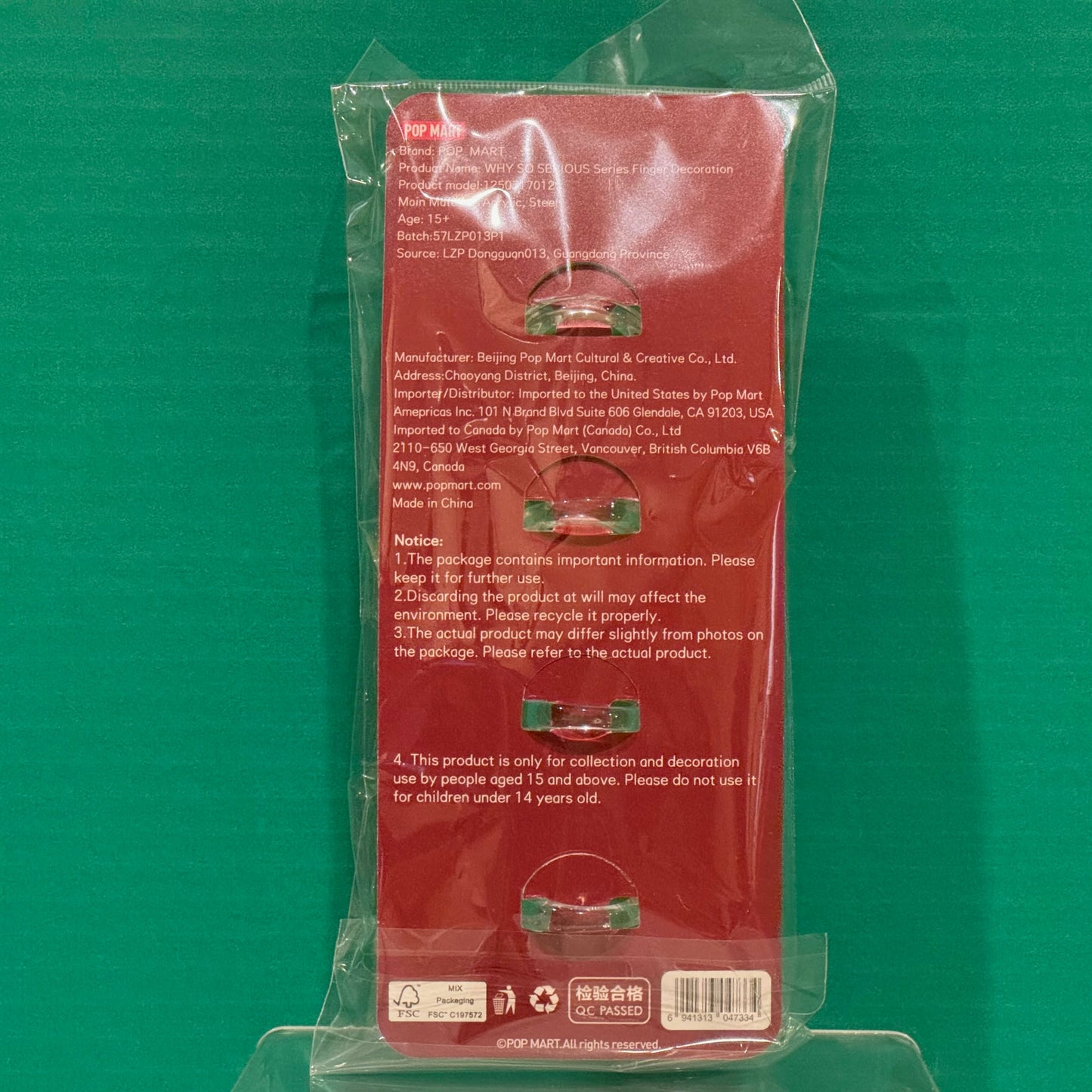 WHY SO SERIOUS Series Finger Decoration